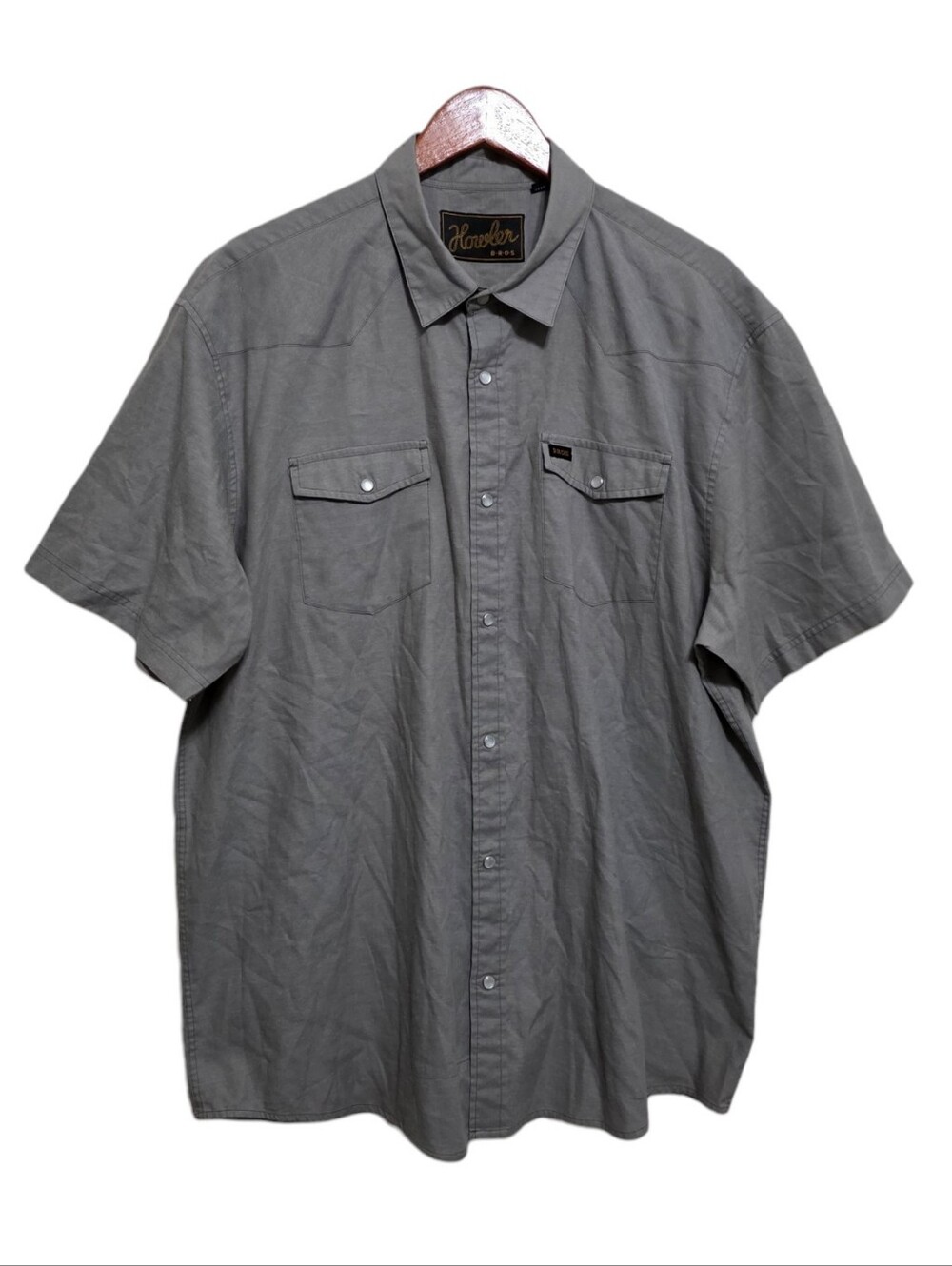 Howler Brothers H Bar B Snapshirt in Light Grey Oxford Size XL